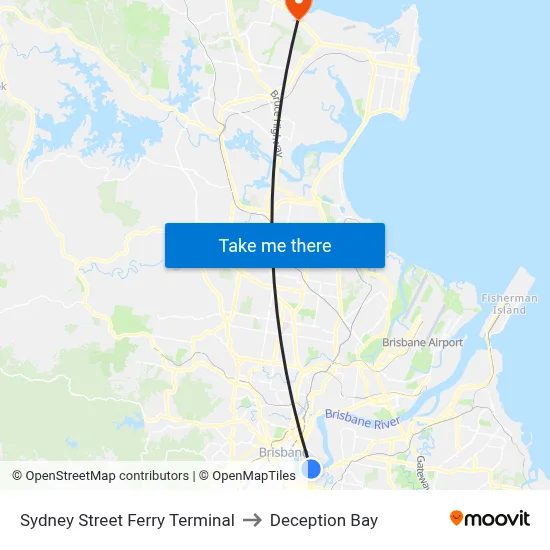 Sydney Street Ferry Terminal to Deception Bay map
