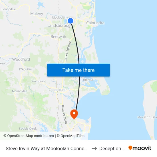 Steve Irwin Way at Mooloolah Connection Rd to Deception Bay map