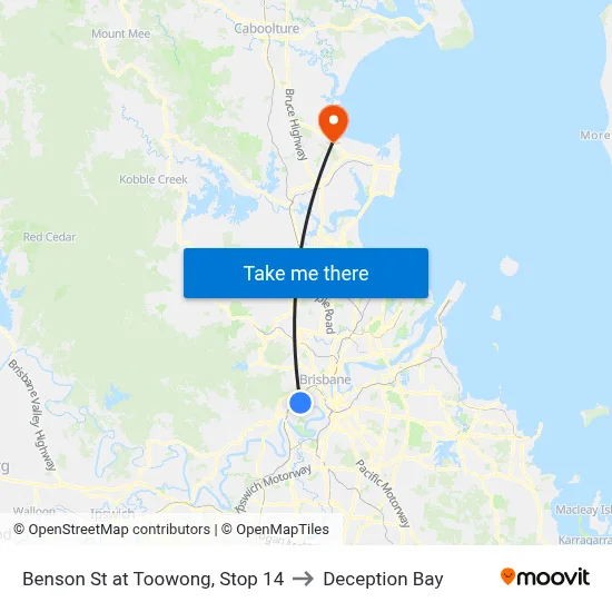 Benson St at Toowong, Stop 14 to Deception Bay map