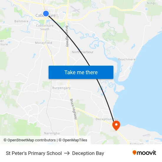 St Peter's Primary School to Deception Bay map