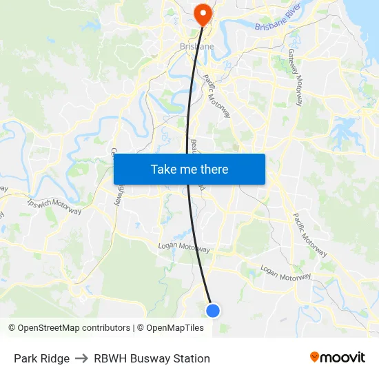 Park Ridge to RBWH Busway Station map