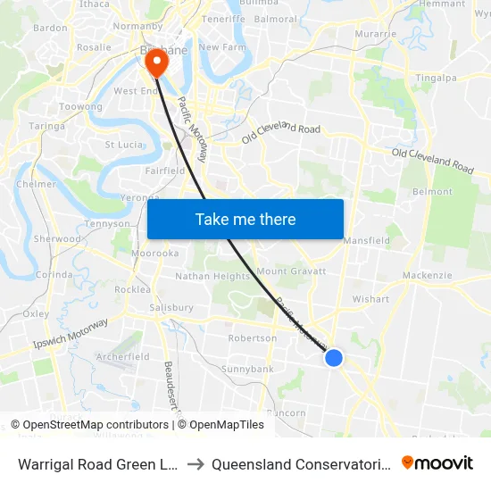 Warrigal Road Green Link to Queensland Conservatorium map