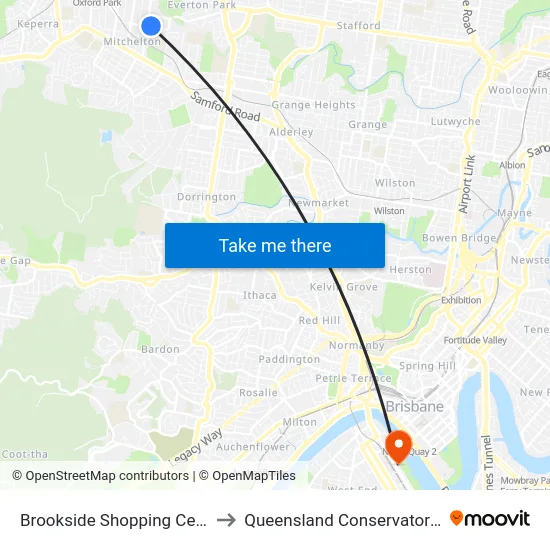 Brookside Shopping Centre to Queensland Conservatorium map