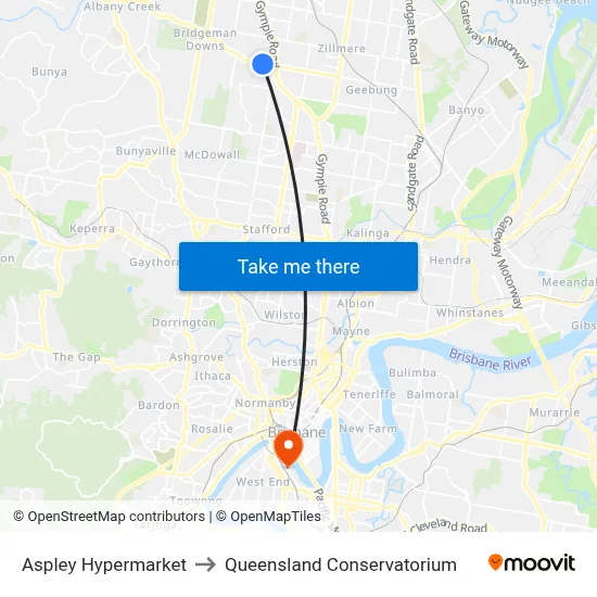 Aspley Hypermarket to Queensland Conservatorium map