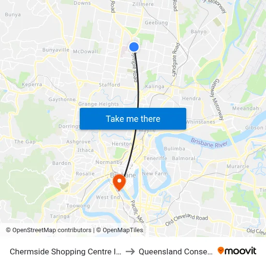 Chermside Shopping Centre Interchange C to Queensland Conservatorium map