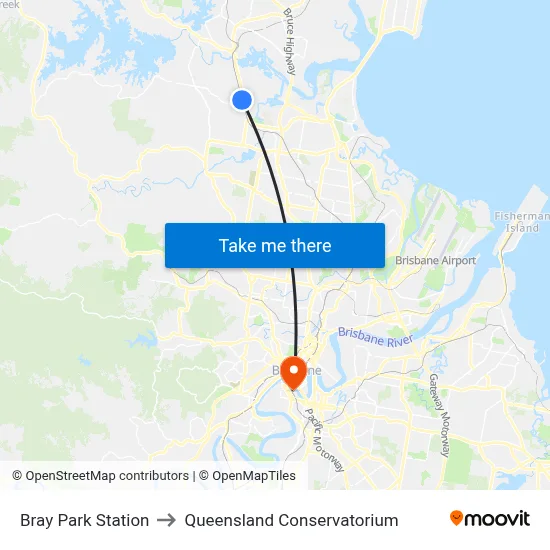 Bray Park Station to Queensland Conservatorium map