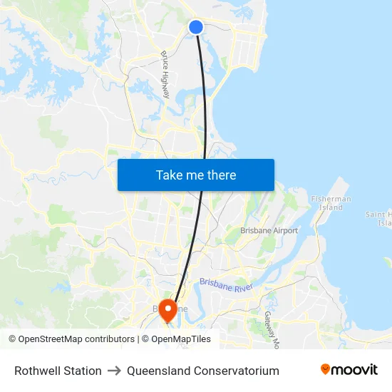 Rothwell Station to Queensland Conservatorium map