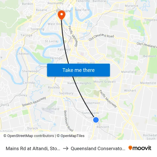 Mains Rd at Altandi, Stop 68 to Queensland Conservatorium map