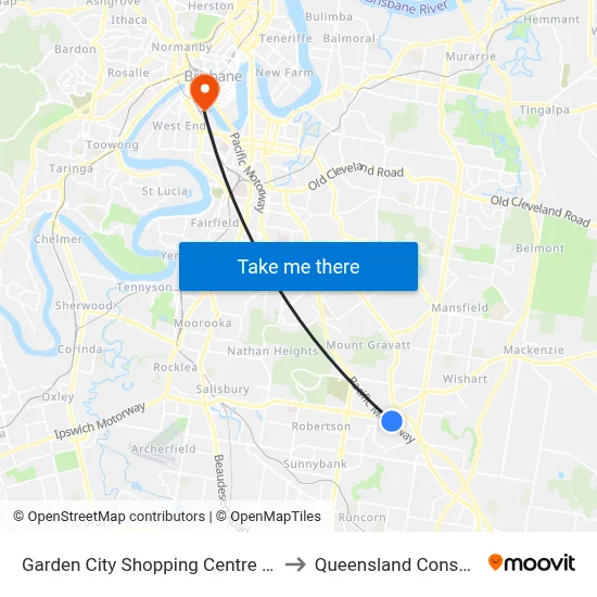 Garden City Shopping Centre Station, Stop L to Queensland Conservatorium map
