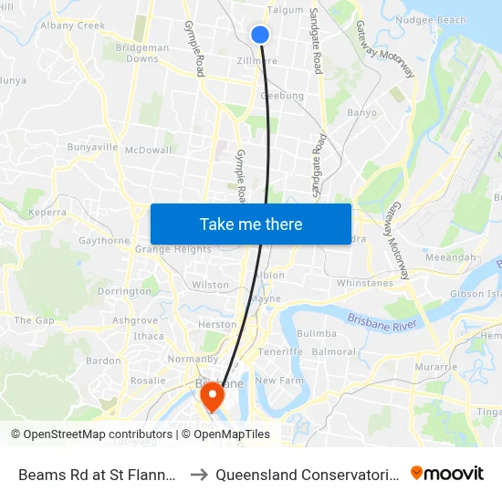 Beams Rd at St Flannans to Queensland Conservatorium map