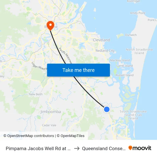 Pimpama Jacobs Well Rd at Pimpama City to Queensland Conservatorium map