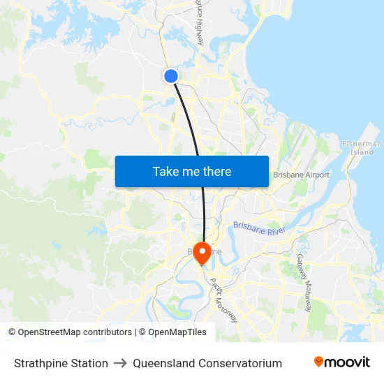 Strathpine Station to Queensland Conservatorium map