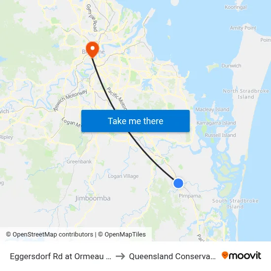 Eggersdorf Rd at Ormeau Village to Queensland Conservatorium map