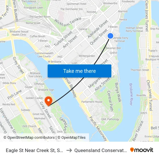 Eagle St Near Creek St, Stop 62 to Queensland Conservatorium map