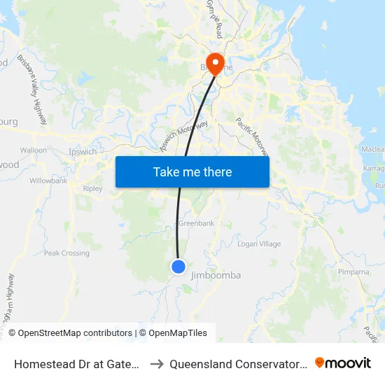 Homestead Dr at Gates Rd to Queensland Conservatorium map