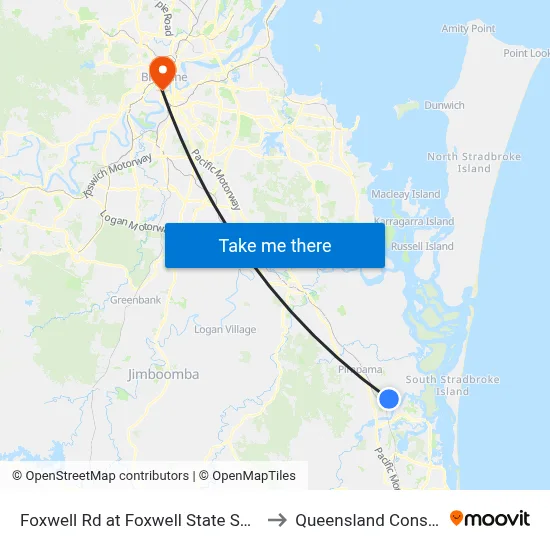 Foxwell Rd at Foxwell State Secondary College to Queensland Conservatorium map