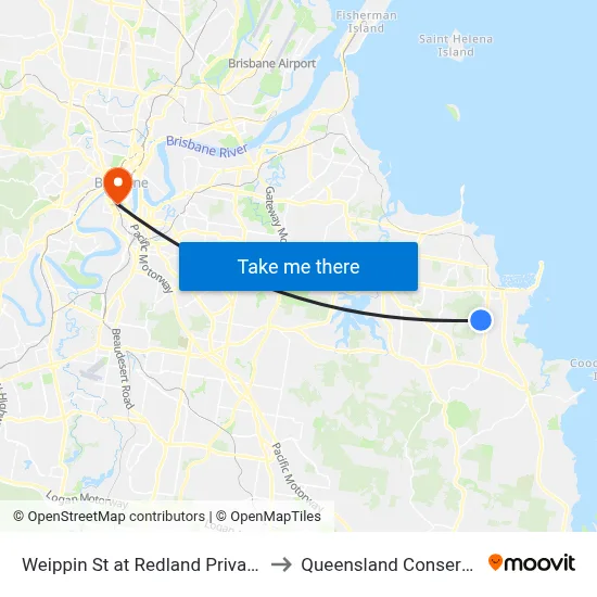 Weippin St at Redland Private Hospital to Queensland Conservatorium map