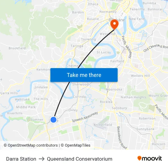 Darra Station to Queensland Conservatorium map