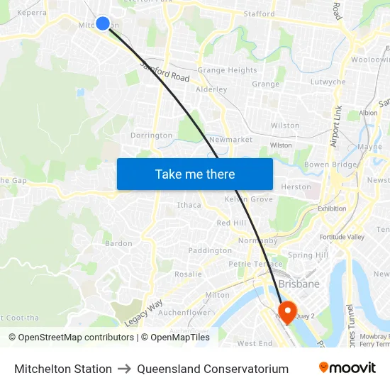 Mitchelton Station to Queensland Conservatorium map