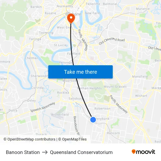 Banoon Station to Queensland Conservatorium map