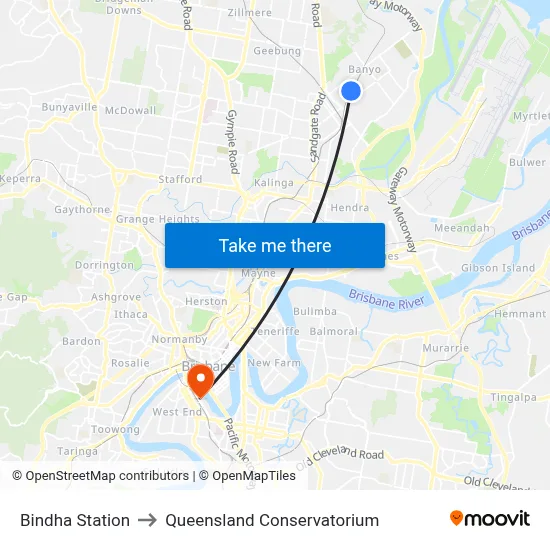 Bindha Station to Queensland Conservatorium map
