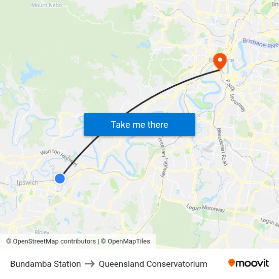 Bundamba Station to Queensland Conservatorium map