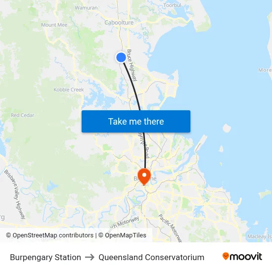 Burpengary Station to Queensland Conservatorium map