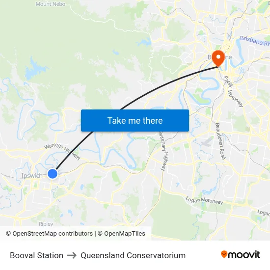 Booval Station to Queensland Conservatorium map