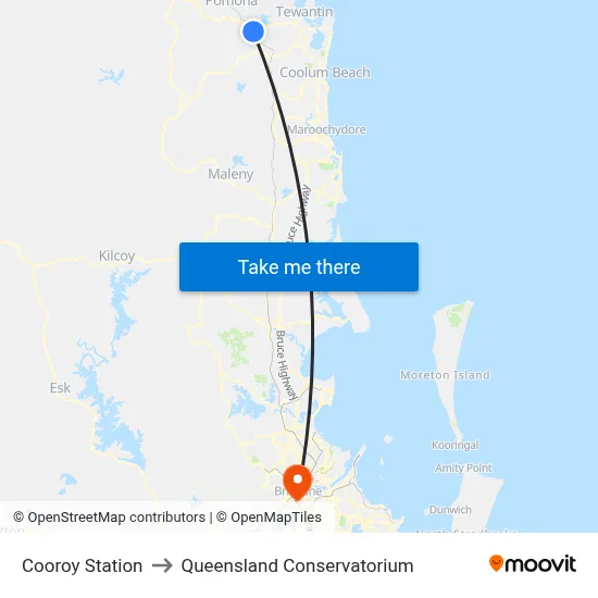 Cooroy Station to Queensland Conservatorium map