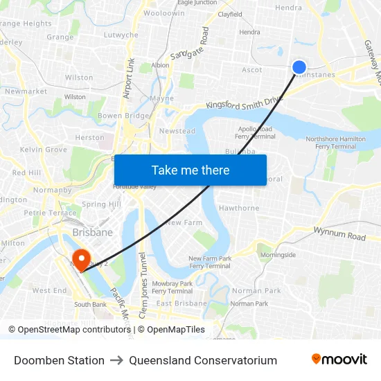Doomben Station to Queensland Conservatorium map