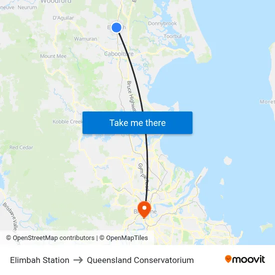Elimbah Station to Queensland Conservatorium map