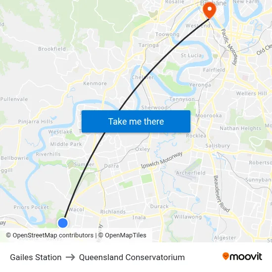 Gailes Station to Queensland Conservatorium map