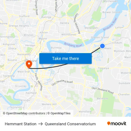 Hemmant Station to Queensland Conservatorium map