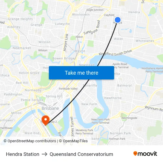 Hendra Station to Queensland Conservatorium map