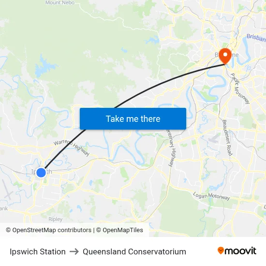 Ipswich Station to Queensland Conservatorium map