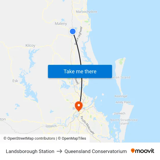 Landsborough Station to Queensland Conservatorium map