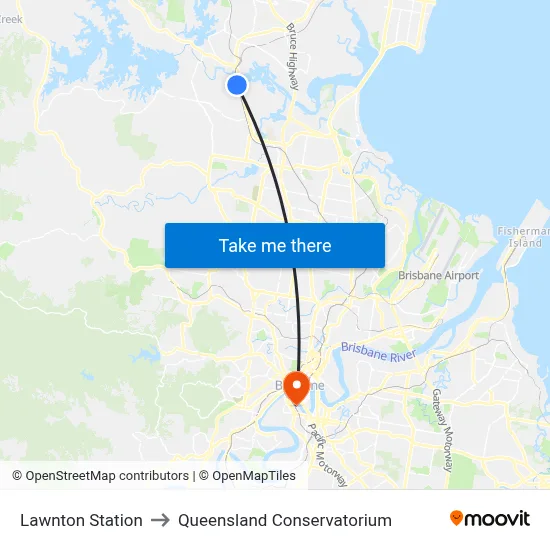 Lawnton Station to Queensland Conservatorium map