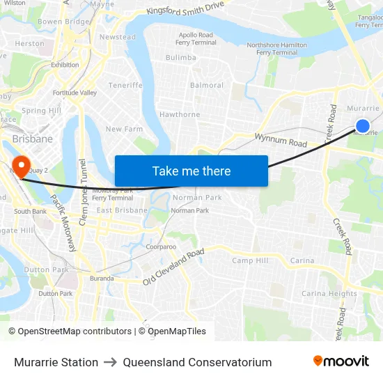 Murarrie Station to Queensland Conservatorium map