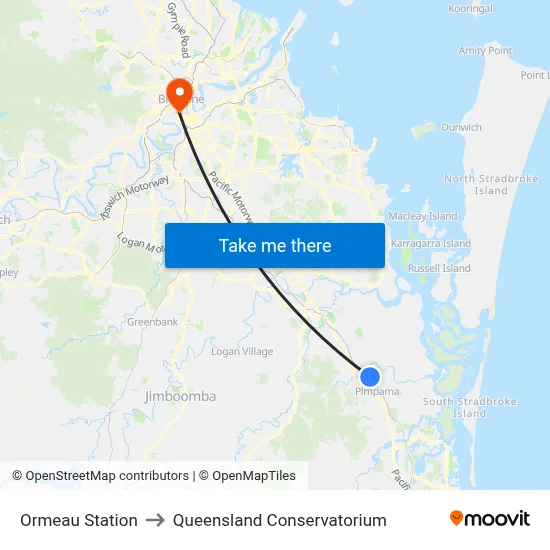 Ormeau Station to Queensland Conservatorium map