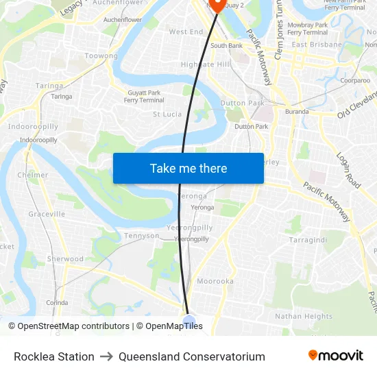 Rocklea Station to Queensland Conservatorium map