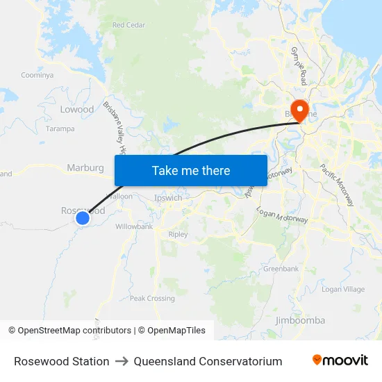 Rosewood Station to Queensland Conservatorium map