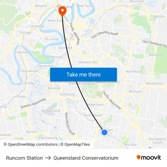Runcorn Station to Queensland Conservatorium map