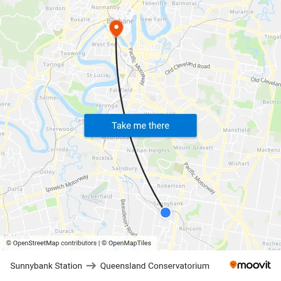 Sunnybank Station to Queensland Conservatorium map