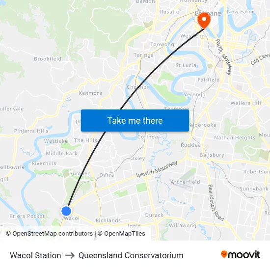 Wacol Station to Queensland Conservatorium map