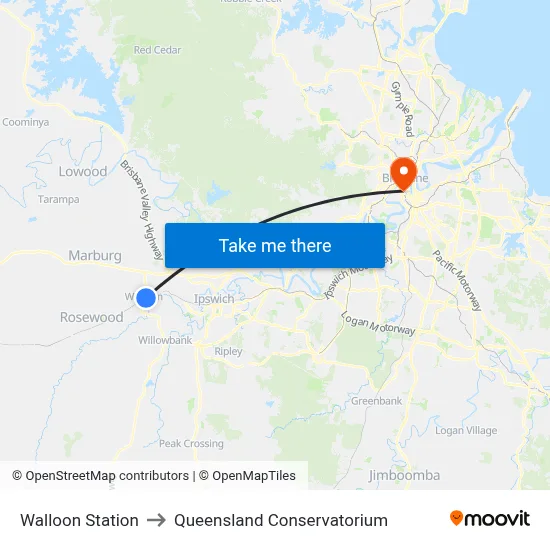 Walloon Station to Queensland Conservatorium map