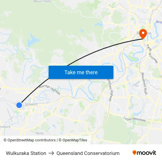 Wulkuraka Station to Queensland Conservatorium map