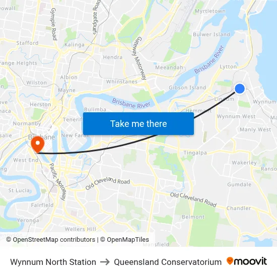 Wynnum North Station to Queensland Conservatorium map