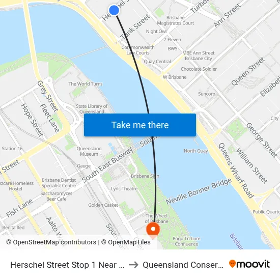Herschel Street Stop 1 Near North Quay to Queensland Conservatorium map