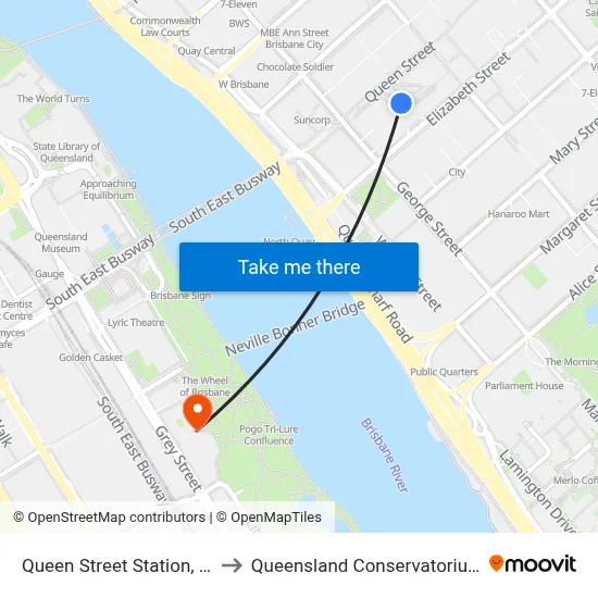 Queen Street Station, 1f to Queensland Conservatorium map