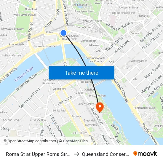 Roma St at Upper Roma Street, Stop 3 to Queensland Conservatorium map